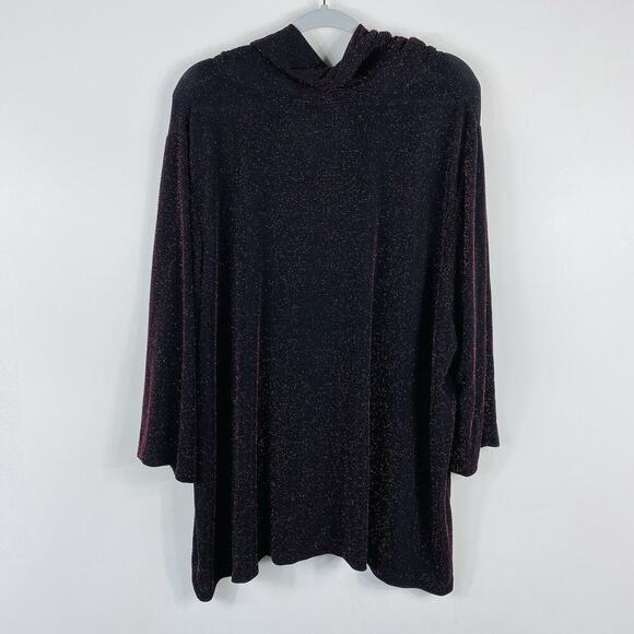 Catherines Maggie Barnes Plus Size 3X Sparkle Shimmer Textured Cowl Neck Top - Picture 2 of 5